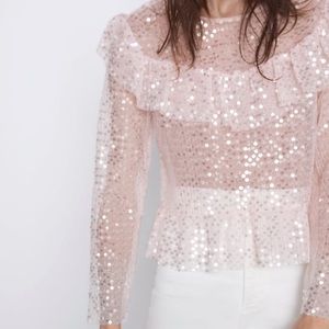 Zara pink sequin top Clearance